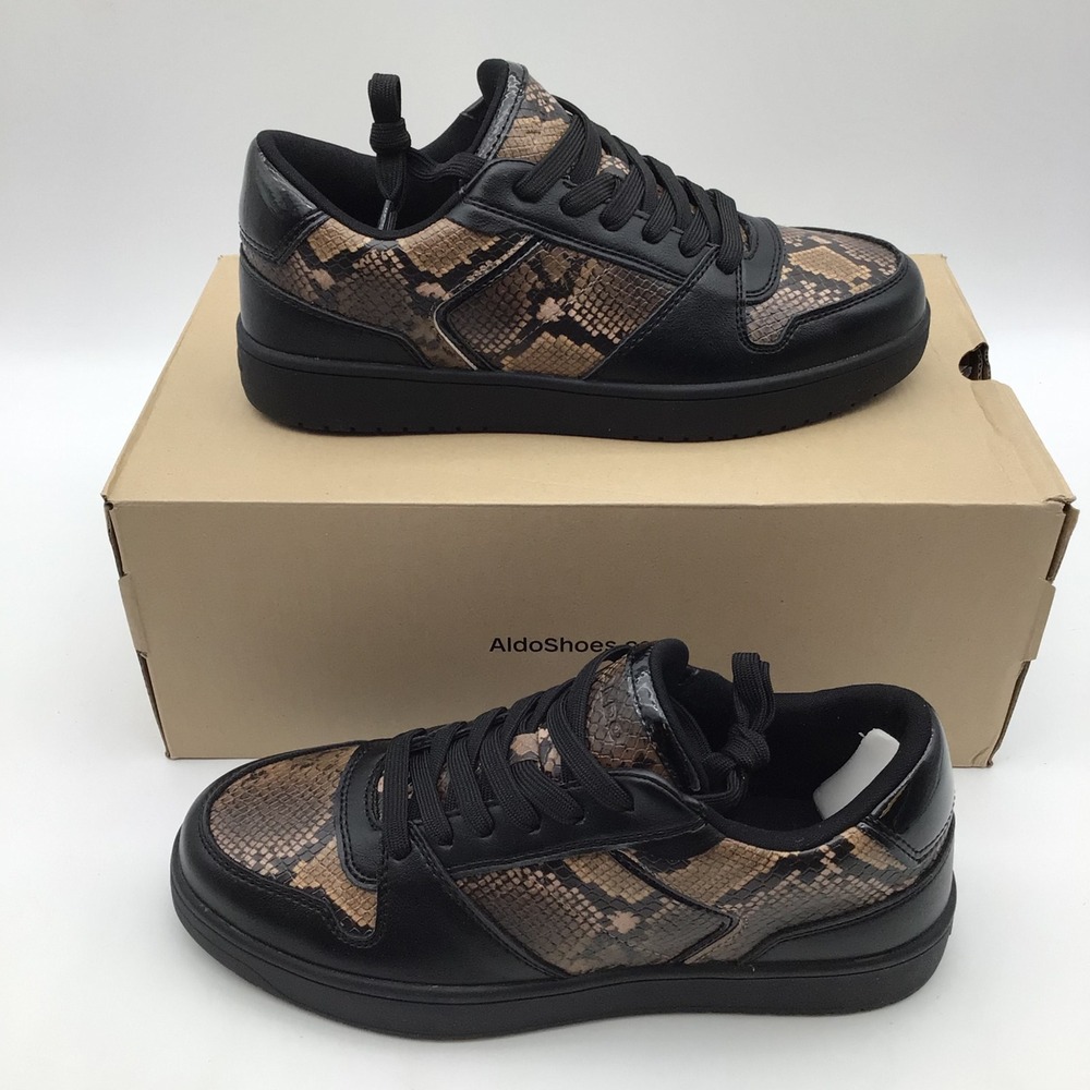 Aldo Zethan-018 Mens Sneakers Black Snakeskin Animal Print Low Top Size 7 NEW